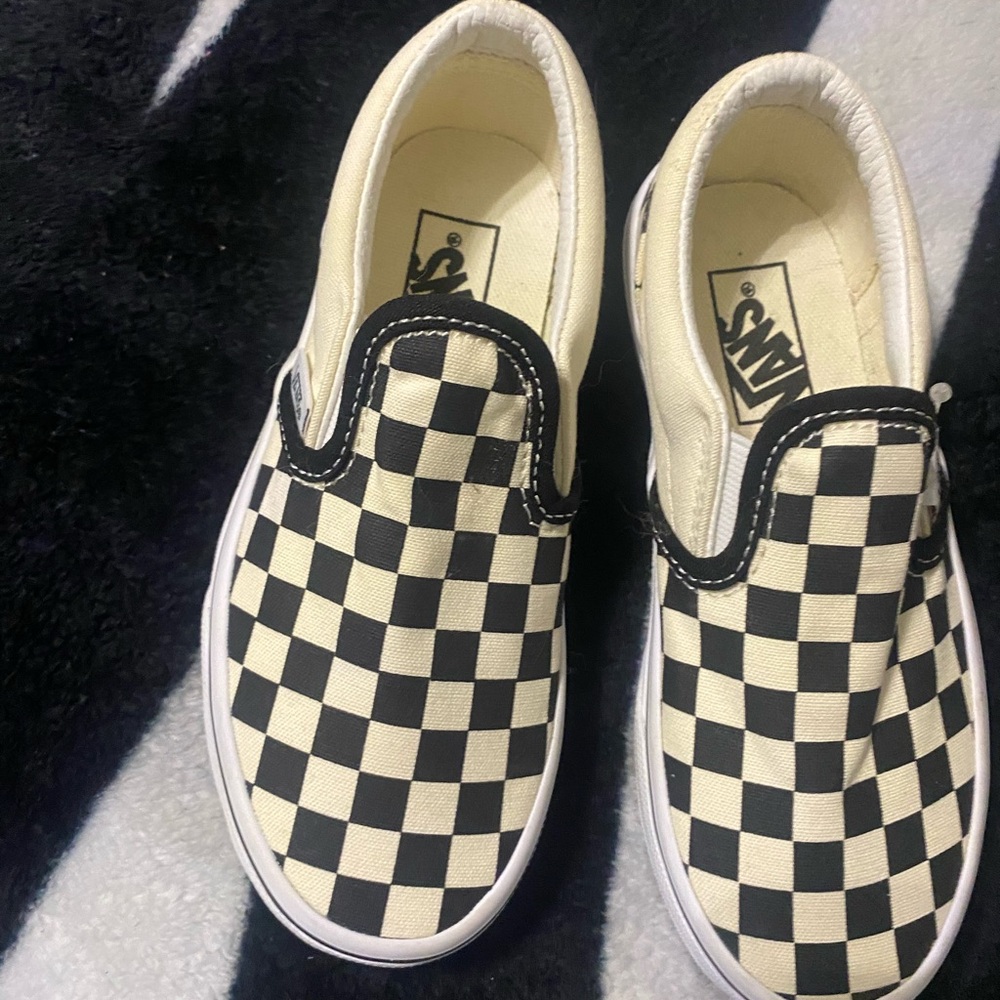 Van classic slip on checkerboard shoes black/white size 12.0